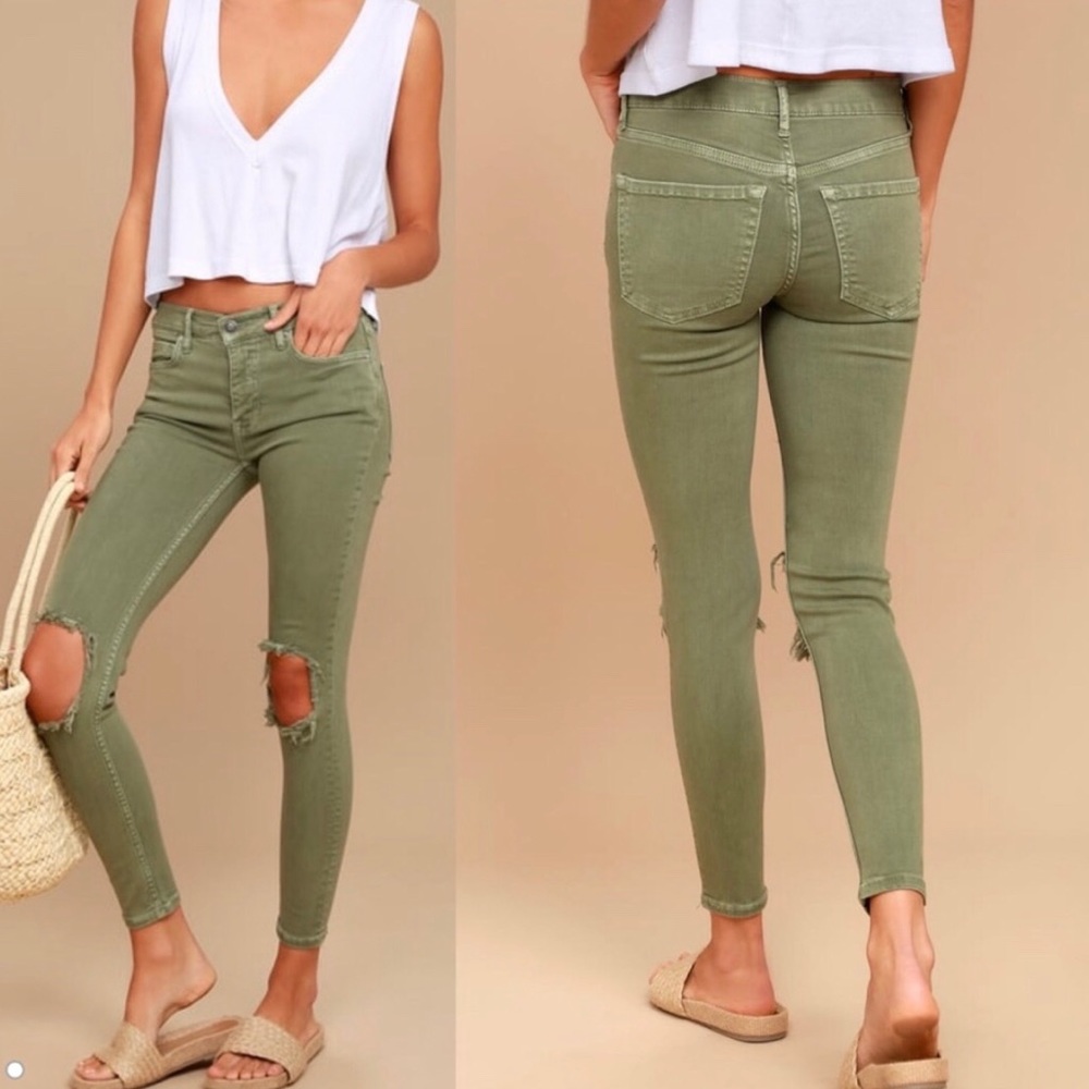 Free People High Rise Distressed Skinny Jeans - Picture 1 of 8